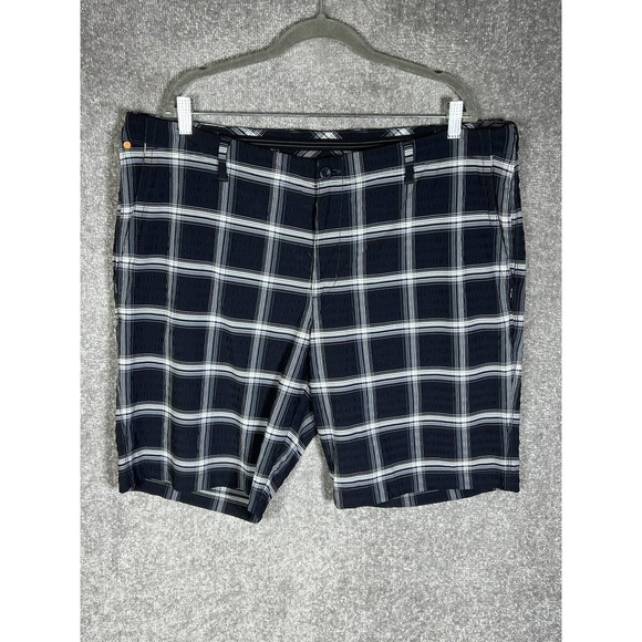 Tommy Bahama‎ Textured Seersucker Golf Shorts Mens Size 40 Black Plaid Pockets - Picture 1 of 12